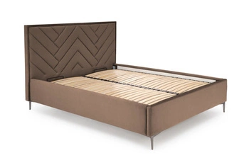 Łóżko tapicerowane Modulo W1 beżowe z pojemnikiem i zagłówkiem do sypialni