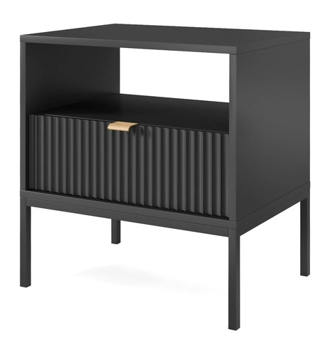 Zestaw mebli do sypialni czarny/czarny Delicious ryflowane fronty