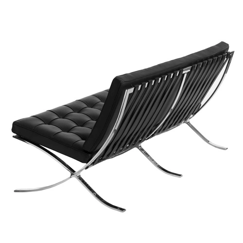 Sofa skórzana nierozkładana BA2 2-osobowa do salonu nowoczesna czarna inspirowana Barcelona