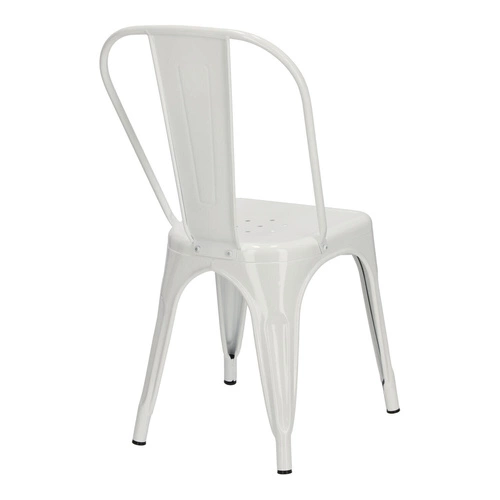 Krzesło metalowe Paris białe inspirowane Tolix do jadalni i kuchni nowoczesne D2.DESIGN