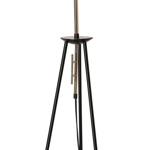 Lampa podłogowa Taflo do salonu nowoczesna czarno-złota z abażurem