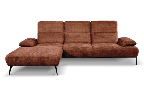 Nowoczesny narożnik Rasmus lewy terrakota z regulowanym oparciem do salonu Intesi