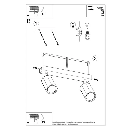 Plafon sufitowy drewniany ZEKE 2 dąb nowoczesny do salonu, kuchni lub sypialni Sollux