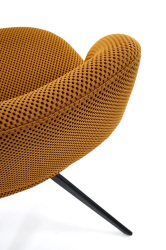 Krzesło biurowe obrotowe Maeba Intesi musztardowe nowoczesne tapicerowane z czarnymi nogami