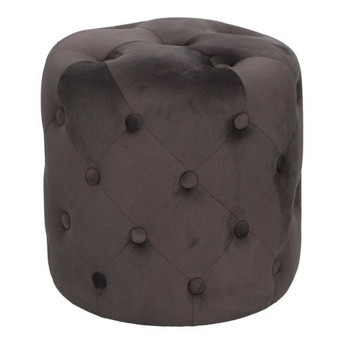 Pufa Adriana welurowa okrągła pikowana szara do salonu glamour 38 cm Atmosphera