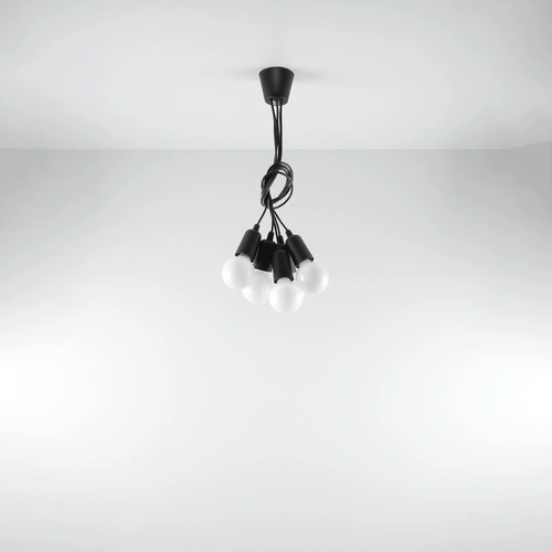 Lampa wisząca Diego 5 czarna nowoczesna regulowana do salonu kuchni lub nad wyspę