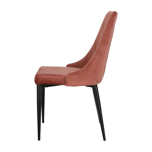 Krzesło Magnat różowe tapicerowane welur glamour na czarnych metalowych nogach do jadalni Intesi