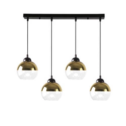Lampa wisząca Contessa czarny 4x40 E27  klosz złoty