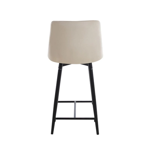 Hoker Poly Low welurowy beżowy z oparciem nowoczesny do kuchni i wyspy 61 cm Intesi