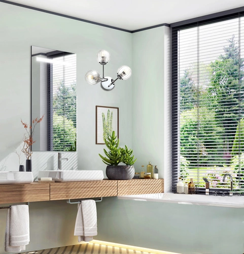 Kinkiet ścienny Best 2 klasyczny chromowany szklany 3-punktowy do salonu i sypialni CANDELLUX