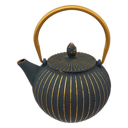 Żeliwny imbryk do herbaty Jiling czarno-złoty z sitkiem i 2 kubkami 850 ml 5five simply smart