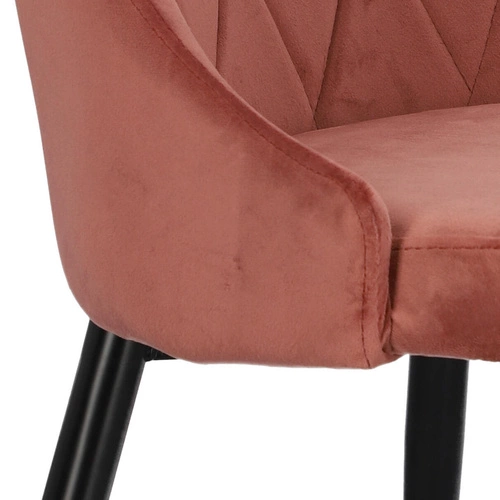 Krzesło Magnat różowe tapicerowane welur glamour na czarnych metalowych nogach do jadalni Intesi