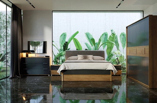 Szafa Matle 3 drzwi z lustrem dąb/szary