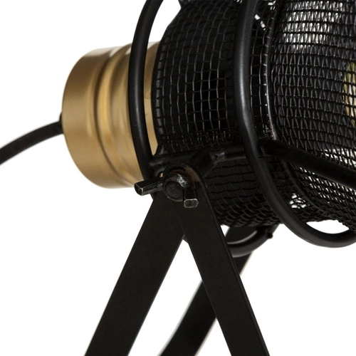 Lampka nocna do sypialni Rodo czarna metalowa industrialna z abażurem Atmosphera 31 cm