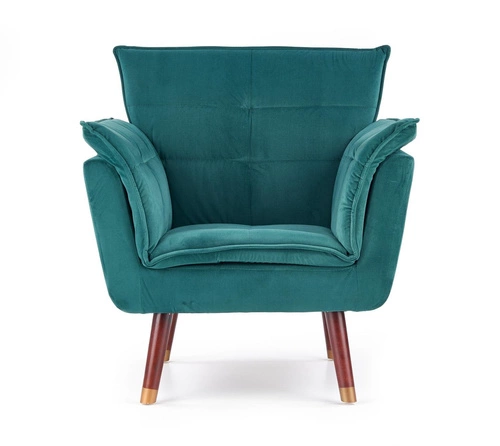 Fotel wypoczynkowy Jambo welurowy zielony do salonu nowoczesny glamour z podłokietnikami Intesi
