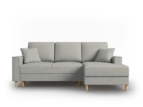 Narożnik z funkcją spania Cartadera Light Grey Corduroy Prawostronna kolor nóg naturalny