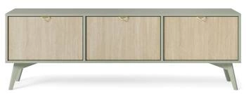 Szafka RTV drewniana Sage 160 cm do salonu boho glamour z frontem w jodełkę Intesi