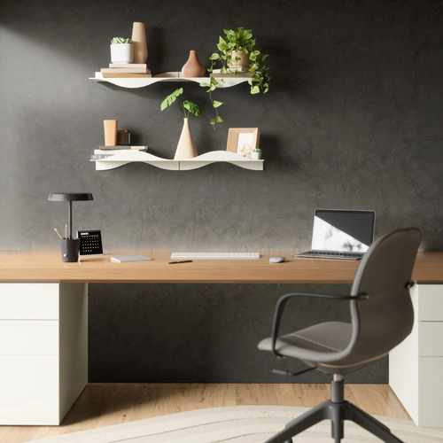 Zestaw 2 białych półek ściennych Surf Umbra nowoczesnych do salonu i kuchni