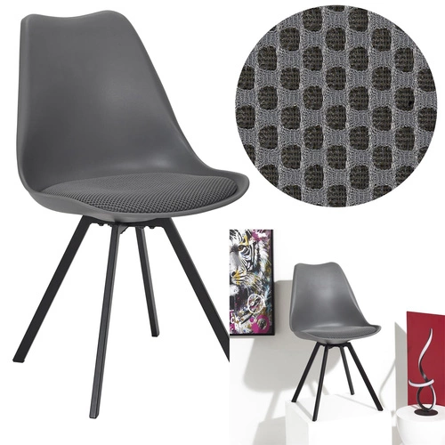 Krzesło tapicerowane Atom Intesi szare do jadalni i salonu nowoczesne na metalowych nogach