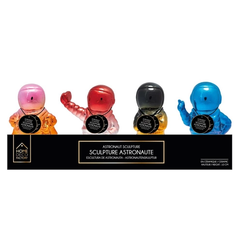 Figurka dekoracyjna Astronauta różowy ceramiczna do salonu nowoczesna 10 cm Intesi