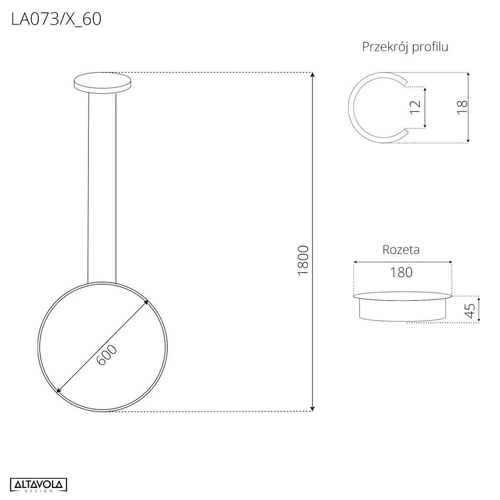 Lampa wisząca Ledowe Okręgi No.1X 60cm 4K ściemnialna biała