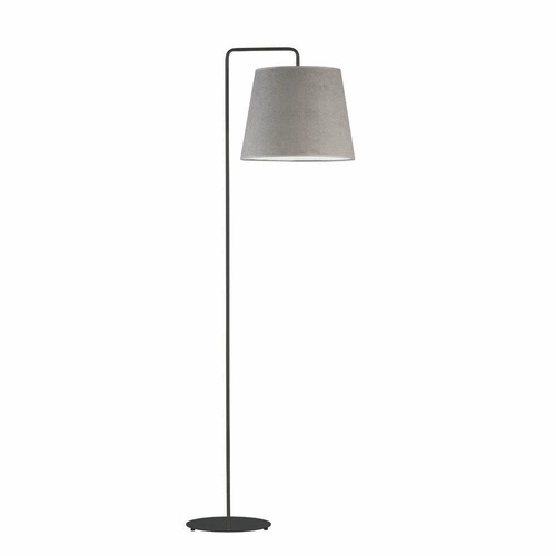 Lampa podłogowa do salonu RIJAD szara nowoczesna welurowa z abażurem Lysne 156 cm