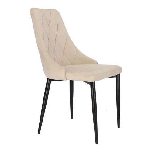 Krzesło tapicerowane Loretta velvet beżowe do jadalni i salonu nowoczesne na czarnych nogach Intesi