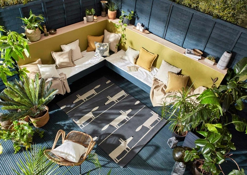 Dywan zewnętrzny do tarasu Mr Fox Charcoal 120x180 szary łatwoczyszczący nowoczesny