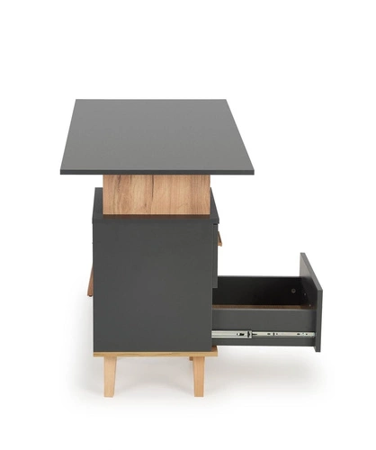 Biurko do pracy z szufladami Exena dąb wotan antracyt nowoczesne regulowane Intesi