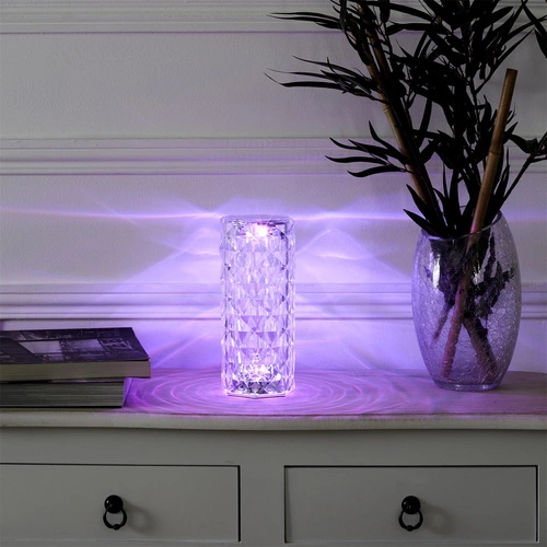 Lampka nocna LED Crystal Intesi glamour z pilotem 12 kolorów do sypialni i salonu 21,5 cm