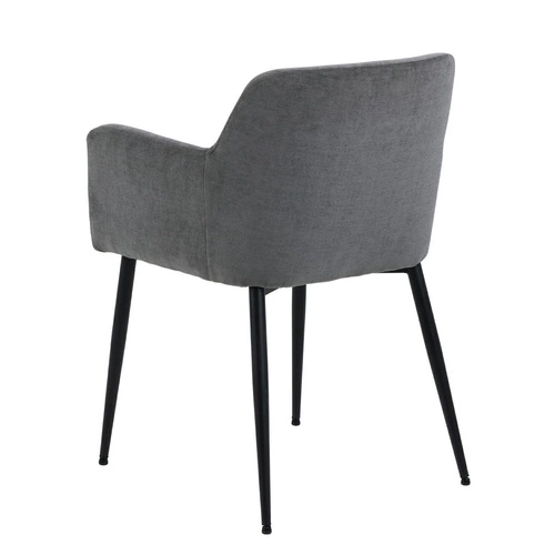 Krzesło do jadalni Karen Actona tapicerowane welur szare z podłokietnikami nowoczesne