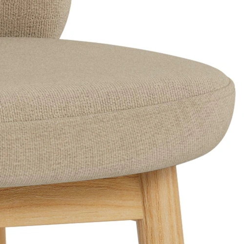 Hoker Sophia beżowy tapicerowany 65 cm do kuchni na dębowych nogach