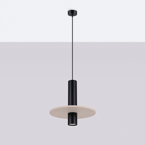 Lampa wisząca PELTA 1 nowoczesna czarna beżowa do salonu i jadalni 30 cm