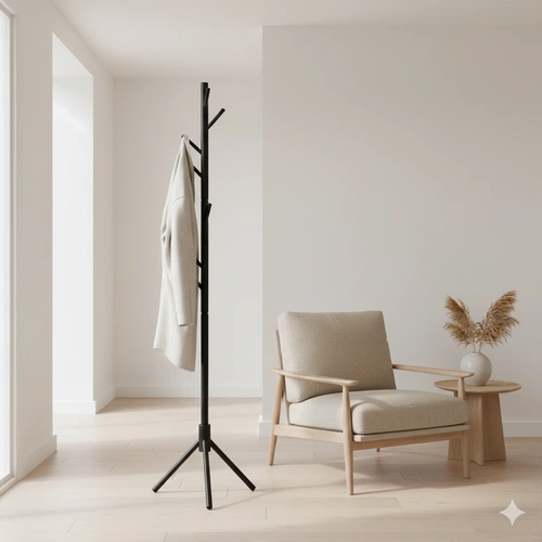 Nowoczesny wieszak stojący do przedpokoju Madura czarny z drewna bukowego Intesi