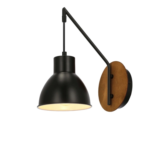 Kinkiet ścienny Vario czarny metalowo-drewniany nowoczesny do salonu i sypialni 32 cm