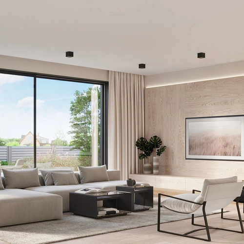 Plafon sufitowy LED OZZY czarny minimalistyczny kwadratowy do salonu i kuchni 9x16W