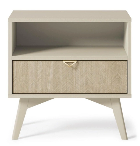 Szafka nocna Intesi Sage 54x38 cm z szufladą, naturalne drewno, boho-glamour z plecionym frontem