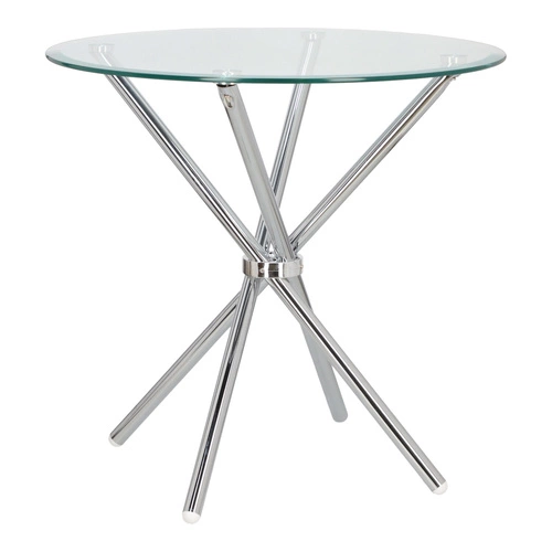 Stół okrągły szklany Ufo 80 cm transparentny nowoczesny do jadalni i salonu chrom Intesi
