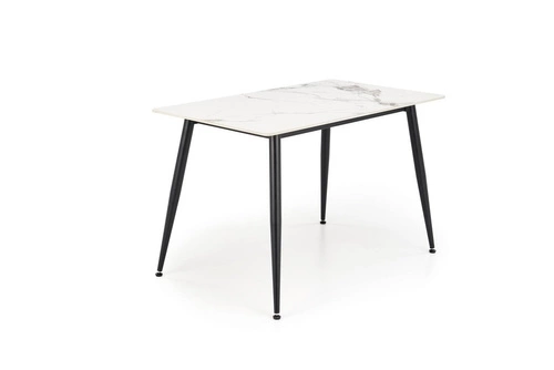 Stół do jadalni Nicolalla 120 cm biały marmur nowoczesny prostokątny na czarnych nogach Intesi