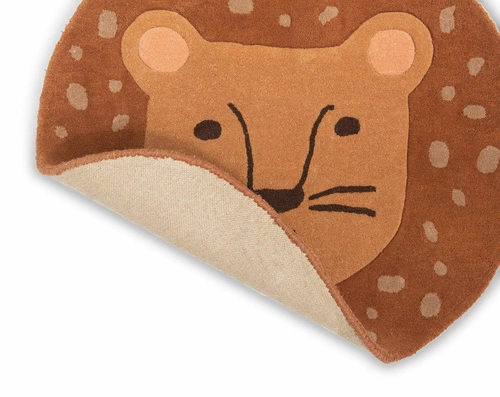 Dywan do pokoju dziecka Decor Kids Lion okrągły wełniany nowoczesny 80x80 cm pomarańczowy