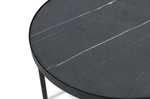 Stolik kawowy okrągły 60 cm marmurowy czarny nowoczesny do salonu Tre 600 NORDIFRA