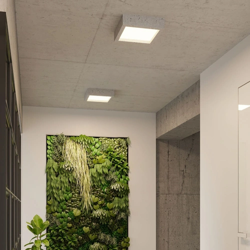 Plafon sufitowy LED RIZA kwadratowy betonowy szary 33 cm nowoczesny do salonu SOLLUX