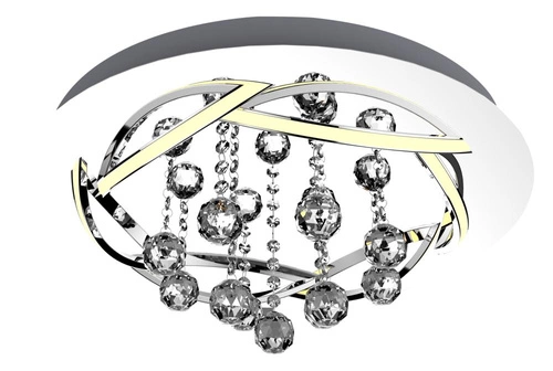 Korfu plafon LED okrągły chromowy 50 cm nowoczesny do salonu i jadalni glamour