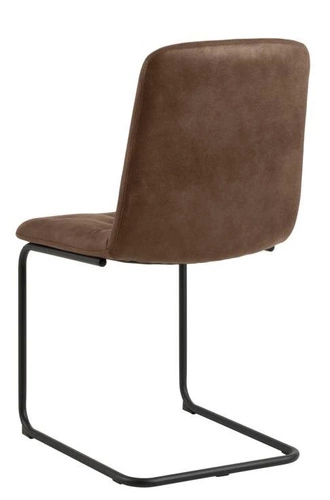 Krzesło do jadalni Kira Actona tapicerowane ekoskóra brązowe na czarnych płozach nowoczesne