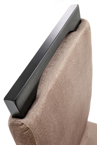 Krzesło tapicerowane welur Alabama beżowe do jadalni i salonu na czarnych drewnianych nogach