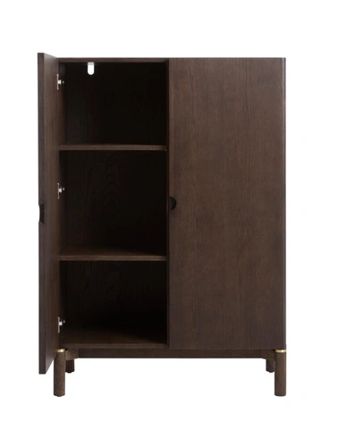 Komoda Arun wysoka 90 cm drewniana espresso nowoczesna do salonu