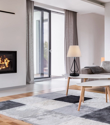 Lampka nocna do sypialni Morley czarna nowoczesna metalowa z abażurem Ledea 26 cm