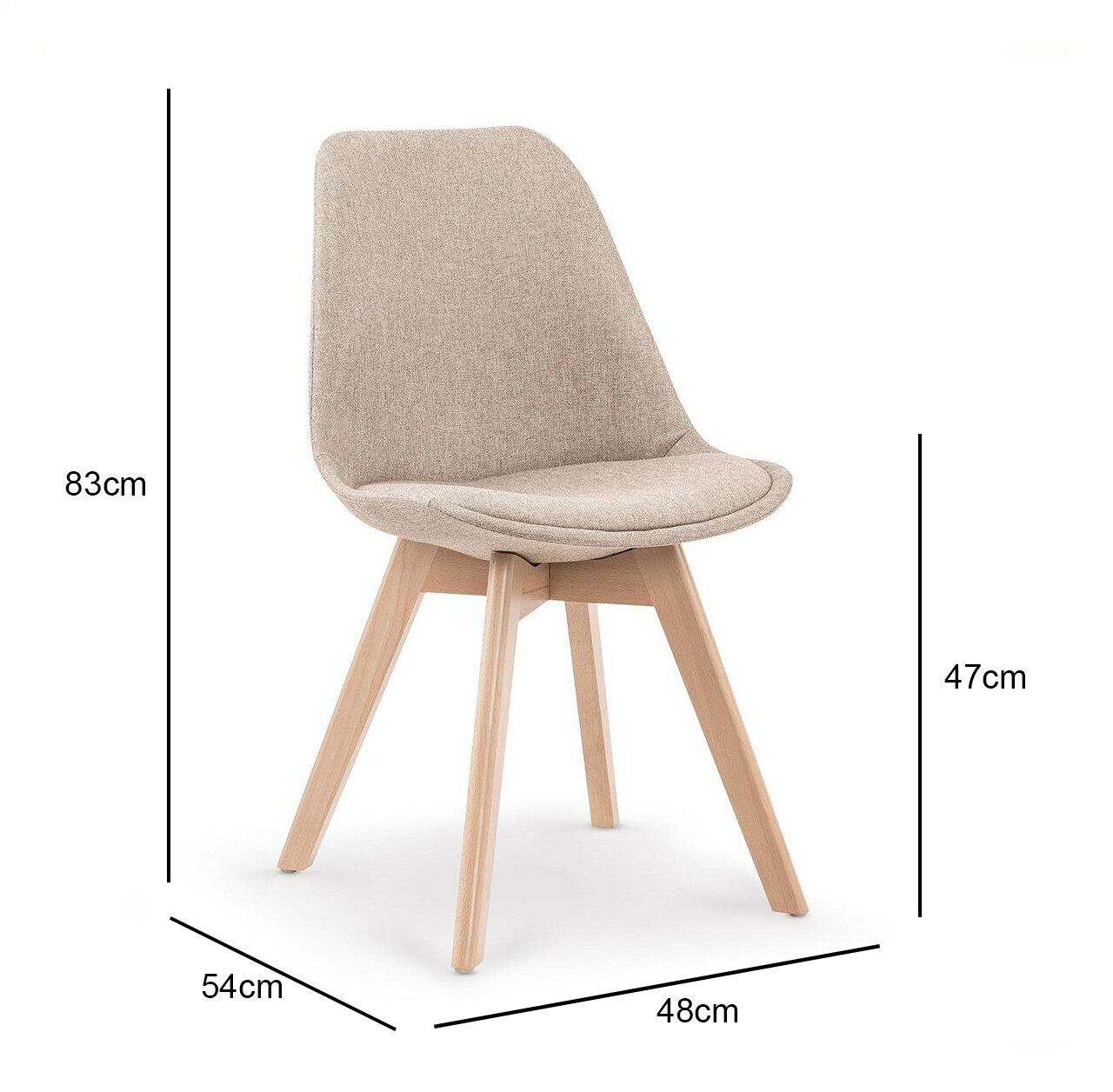 Krzesło do jadalni Dimi beżowe tapicerowane skandynawskie z drewnianymi nogami Intesi