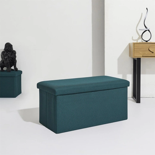 Pufa ze schowkiem Velse Atom turkusowa prostokątna nowoczesna do przedpokoju i pokoju dziecięcego