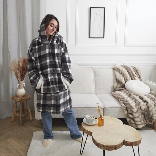 Bluza ocieplana w kratę/snuddie czarna